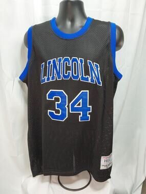 Headgear Classics XL Black Jesus Shuttlesworth Lincoln 34 Basketball Jersey#M173